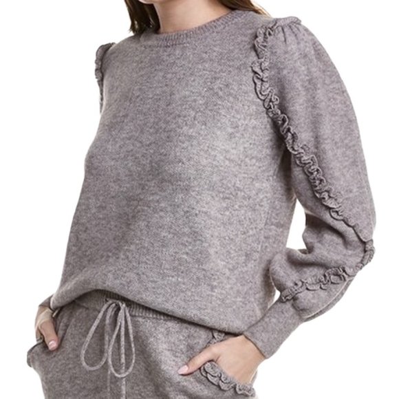 ANNA KAY Sweaters - Anna Kay Wool-Blend Crewneck Ruffle Balloon Sleeve Sweater in Grey Women’s Sz M